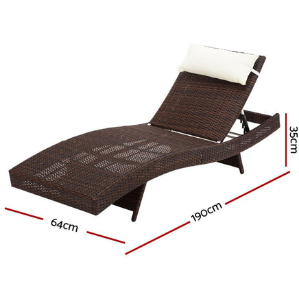 Outdoor Wicker Sun Lounge - Brown KingsWarehouse 