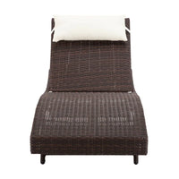 Outdoor Wicker Sun Lounge - Brown KingsWarehouse 