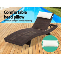 Outdoor Wicker Sun Lounge - Brown KingsWarehouse 