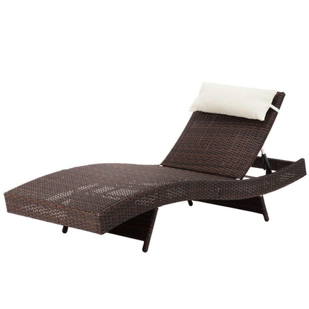 Outdoor Wicker Sun Lounge - Brown KingsWarehouse 