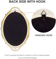 Oval Antique Gold 25 x 38 cm Vintage Carved Hanging Wall Mirror for Bedroom and Living-Room Kings Warehouse 