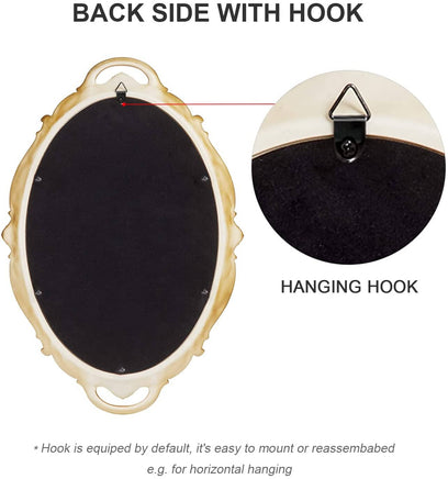 Oval Antique Gold 25 x 38 cm Vintage Carved Hanging Wall Mirror for Bedroom and Living-Room Kings Warehouse 