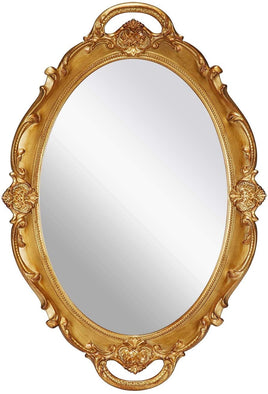 Oval Antique Gold 25 x 38 cm Vintage Carved Hanging Wall Mirror for Bedroom and Living-Room Kings Warehouse 