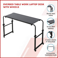 Overbed Table Work Laptop Desk with Wheels Office Supplies Kings Warehouse 