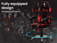 OVERDRIVE Gaming Chair Desk Racing Seat Setup PC Combo Office Table Black Red Kings Warehouse 