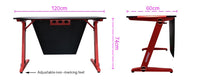 OVERDRIVE Gaming Desk 120cm Computer Black PC Red LED Lights Carbon Fiber Look Kings Warehouse 