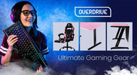 OVERDRIVE Gaming PC Desk Carbon Fiber Style, Pink and Black, with Headset Holder, Gaming Mouse Pad Kings Warehouse 