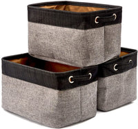 Pack of 3 Collapsible Large Cube Fabric Storage Bins Baskets for Laundry - Black and Gray Kings Warehouse 
