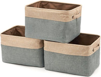 Pack of 3 Collapsible Large Cube Fabric Storage Bins Baskets for Laundry - Gray and Brown Kings Warehouse 