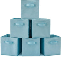 Pack of 6 Foldable Fabric Basket Bin Storage Cube for Nursery, Office and Home Decor (Baby Blue) Kings Warehouse 