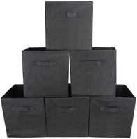 Pack of 6 Foldable Fabric Basket Bin Storage Cube for Nursery, Office and Home Decor (Black) Kings Warehouse 