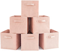 Pack of 6 Foldable Fabric Basket Bin Storage Cube for Nursery, Office and Home Decor (Pink) Kings Warehouse 