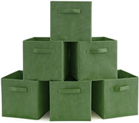 Pack of 6 Foldable Fabric Basket, Collapsible Storage Cube for Nursery, Office, Home Decor, Shelf Cabinet, Cube Organizers (Kale Green) Kings Warehouse 