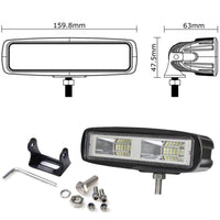 Pair 6inch 20w LED Work Driving Light Bar Ultra Flood Beam Lamp Reverse Offroad Kings Warehouse 