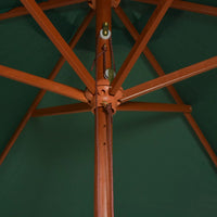 Parasol 270x270 cm Wooden Pole Green Kings Warehouse 