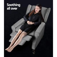 Paris Recliner Chair Luxury Lounge Armchair Single Sofa Couch Fabric Grey Kings Warehouse 