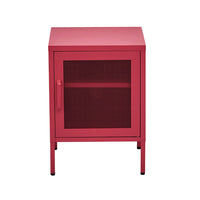 ParisIn Mini Mesh Door Storage Cabinet Organizer Bedside Table Pink