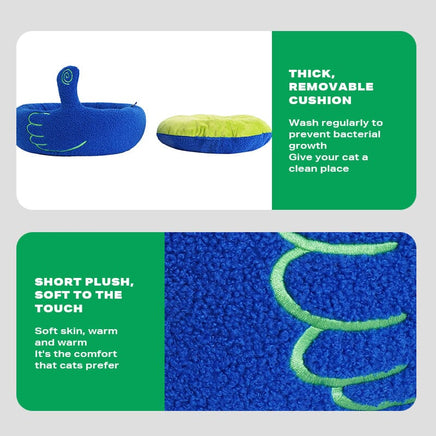 Pet Calming Bed Warm Soft Plush Round Cat Dog Nest Comfy Sleeping Gesture Bed Kings Warehouse 