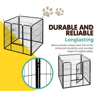 Pet Playpen Dog Playpen 8 Panel Exercise Cage Enclosure Fence 80x80cm dog supplies Kings Warehouse 