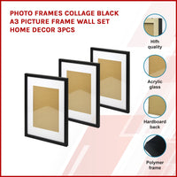 Photo Frames Collage Black A3 Picture Frame Wall Set Home Decor 3PCS Home & Garden > Decor Kings Warehouse 