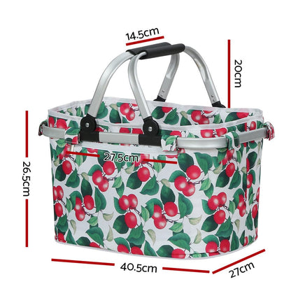 Picnic Bag Basket Folding Hamper Camping Hiking Insulated Outdoor Kings Warehouse 