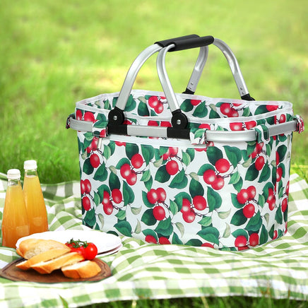 Picnic Bag Basket Folding Hamper Camping Hiking Insulated Outdoor Kings Warehouse 