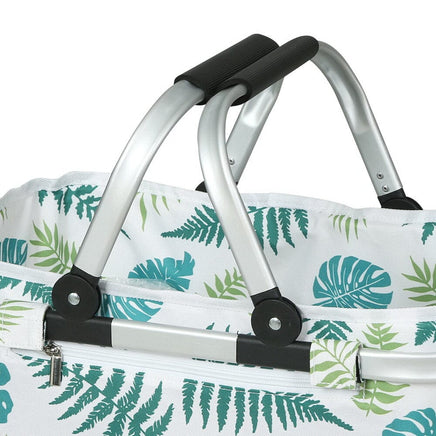 Picnic Bag Basket Folding Hamper Camping Hiking Insulated White Kings Warehouse 