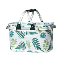 Picnic Bag Basket Folding Hamper Camping Hiking Insulated White Kings Warehouse 