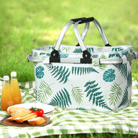 Picnic Bag Basket Folding Hamper Camping Hiking Insulated White Kings Warehouse 