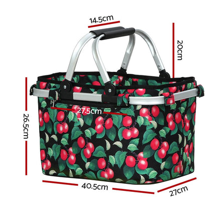 Picnic Bag Basket Folding Large Hamper Camping Hiking Insulated Kings Warehouse 
