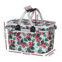 Picnic Bag Basket Hamper Camping Hiking Insulated Lunch Cooler Folding Kings Warehouse 