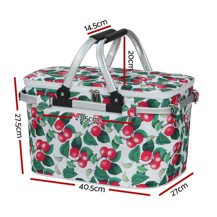 Picnic Bag Basket Hamper Camping Hiking Insulated Lunch Cooler Folding Kings Warehouse 