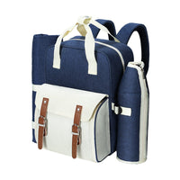 Picnic Basket Backpack Set Cooler Bag 4 Person Outdoor Liquor Blue