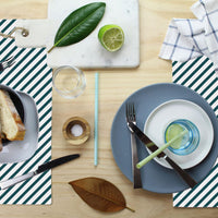 Placemat set of 4-Side Stripe Teal-46cm x 33cm Kings Warehouse 