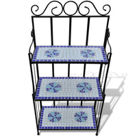 Plant Stand Plant Display Blue White Mosaic Pattern Kings Warehouse 