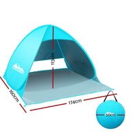 Pop Up Beach Tent Camping Hiking 3 Person Sun Shade Fishing Shelter Camping Supplies Kings Warehouse 