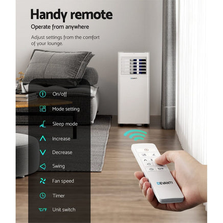 Portable Air Conditioner 7000BTU Cooling Mobile Fan Cooler Dehumidifier Appliances Kings Warehouse 