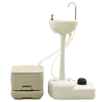 Portable Camping Toilet 10+10L and Handwash Stand 20L Set Grey Kings Warehouse 
