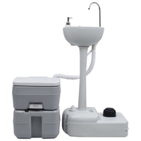 Portable Camping Toilet and Handwash Stand Set Grey Camping Kings Warehouse 