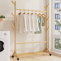 Portable Clothes Rack Coat Garment Stand Bamboo Rail Hanger Airer Closet bedroom furniture Kings Warehouse 