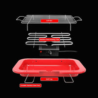 Portable Electric BBQ Grill Teppanyaki Smokeless Barbeque Pan Hot Plate Table Red Kings Warehouse 