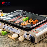 Portable Gas Burner Stove with Inset Non Stick Cooking Pan Cooker Butane Camping 35mm Cooking Pan Kings Warehouse 