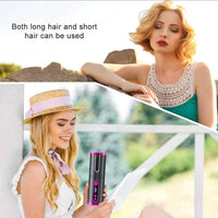Portable Wireless Automatic Hair Curler for Travel with LED Temperature Display, Timer and USB Rechargeable (Pink) Kings Warehouse 