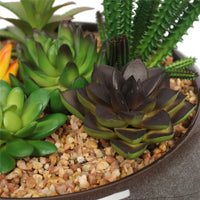 Potted Artificial Succulents with Round Decorative Bowl 19cm Home & Garden > Artificial Plants Kings Warehouse 