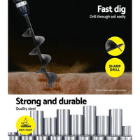 Power Garden Auger Small Earth Planter 75 X 300MM Black Kings Warehouse 