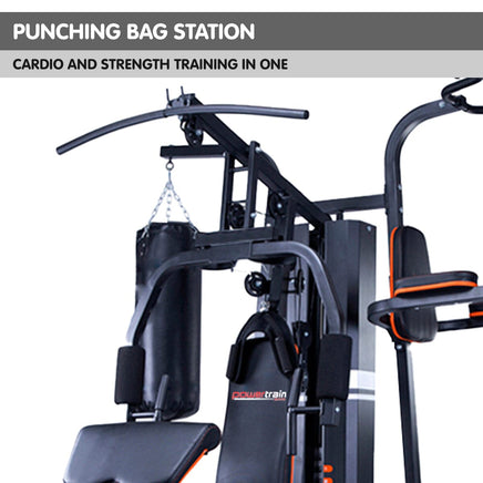 Powertrain Multi Station Home Gym 158lb Weights Punching Bag Kings Warehouse 