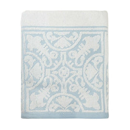 Premium Cotton Towel Jacquard White Blue Design Kings Warehouse 