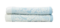 Premium Cotton Towel Jacquard White Blue Design Kings Warehouse 