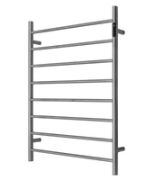 Premium Gunmetal Heated Towel Rack with LED control - 8 Bars, Round Design, AU Standard, 1000x850mm Wide Kings Warehouse 