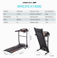 PROFLEX TRX2 Electric Treadmill Fitness Equipment Home Gym Exercise Machine Kings Warehouse 